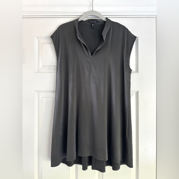 Eileen Fisher Tops - Eileen Fisher Silk Charmeuse Long Tunic Charcoal